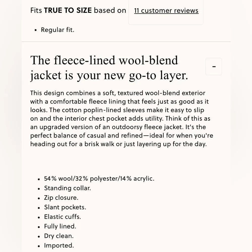 NWT J CREW Wool-blend fleece jacket